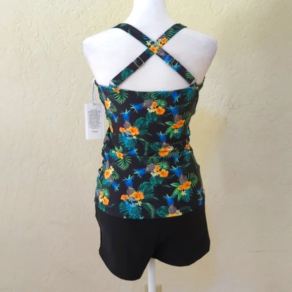 Amazon (Grace Karin) Pineapple Floral Halter Tankini Boy Shorts Swimsuit Medium - Picture 7 of 16